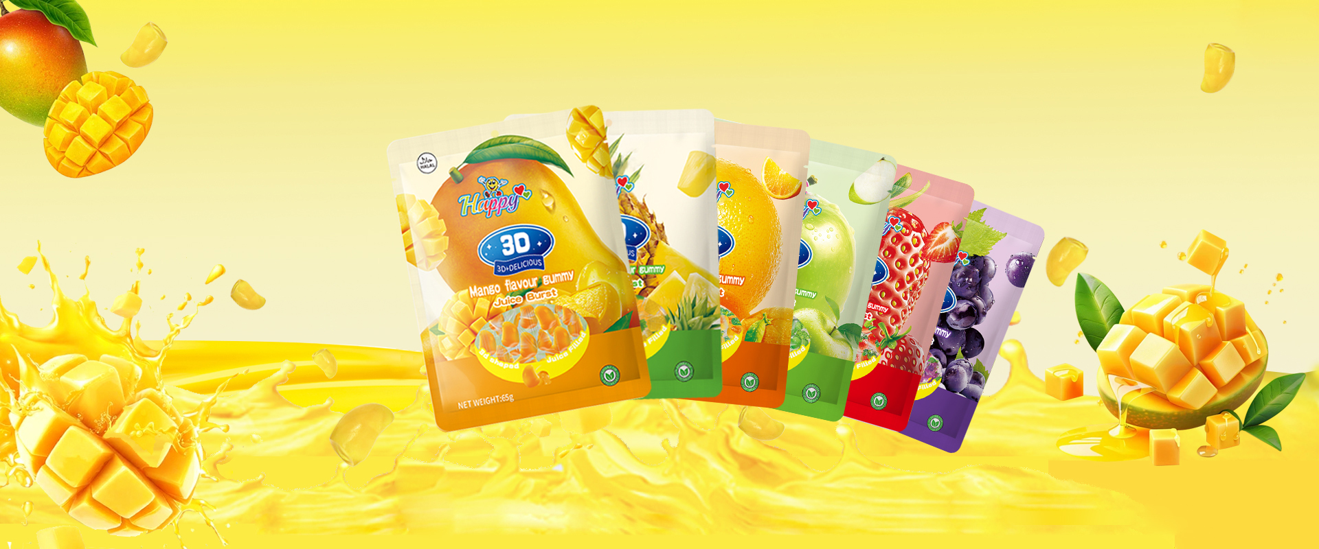 3D gummy candy banner