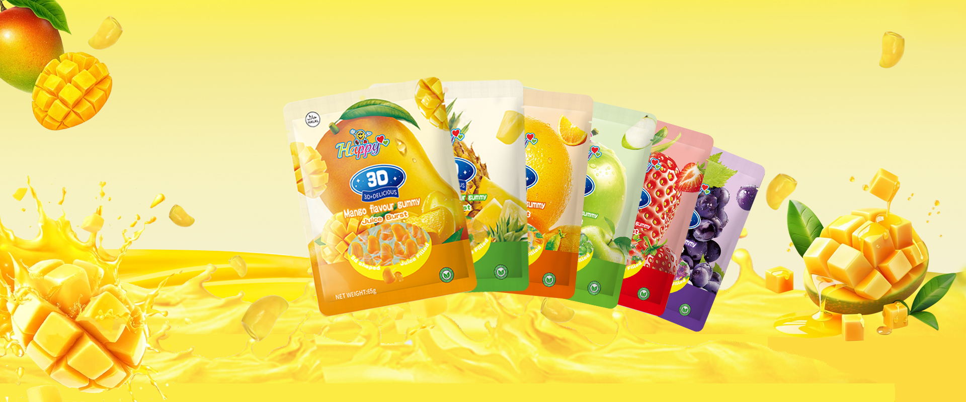 3D gummy candy banner