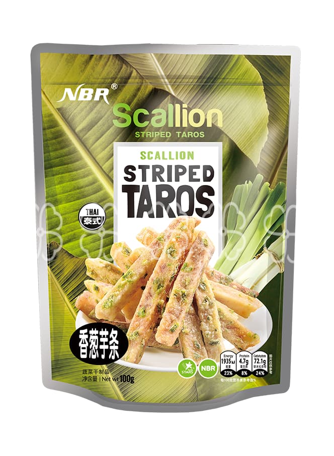 100g Thai-Style Taros Striped with Scallion — Crispy Snack with Aromatic Scallion Flavor